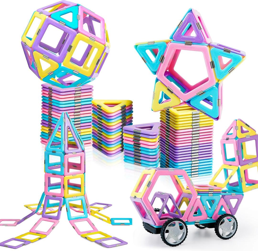 MAGBLOCK Magnetic Building Blocks Set, Upgraded Magnetic Tiles Toys for 3 4 5 6 7 8+ Year Old Girls, 103pcs Magnet Toys for Toddlers Boys and Girls 3-5