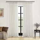 Natural Linen Pinch Pleated Curtains 120 Inches Long for Living Room Pleated Drapes Hooks Back Tab Thick Linen Textured Boho Farmhouse Cream Ivory Birch Extra Long 120 Inch Curtain for Dining Bedroom, 40"W x 120"L