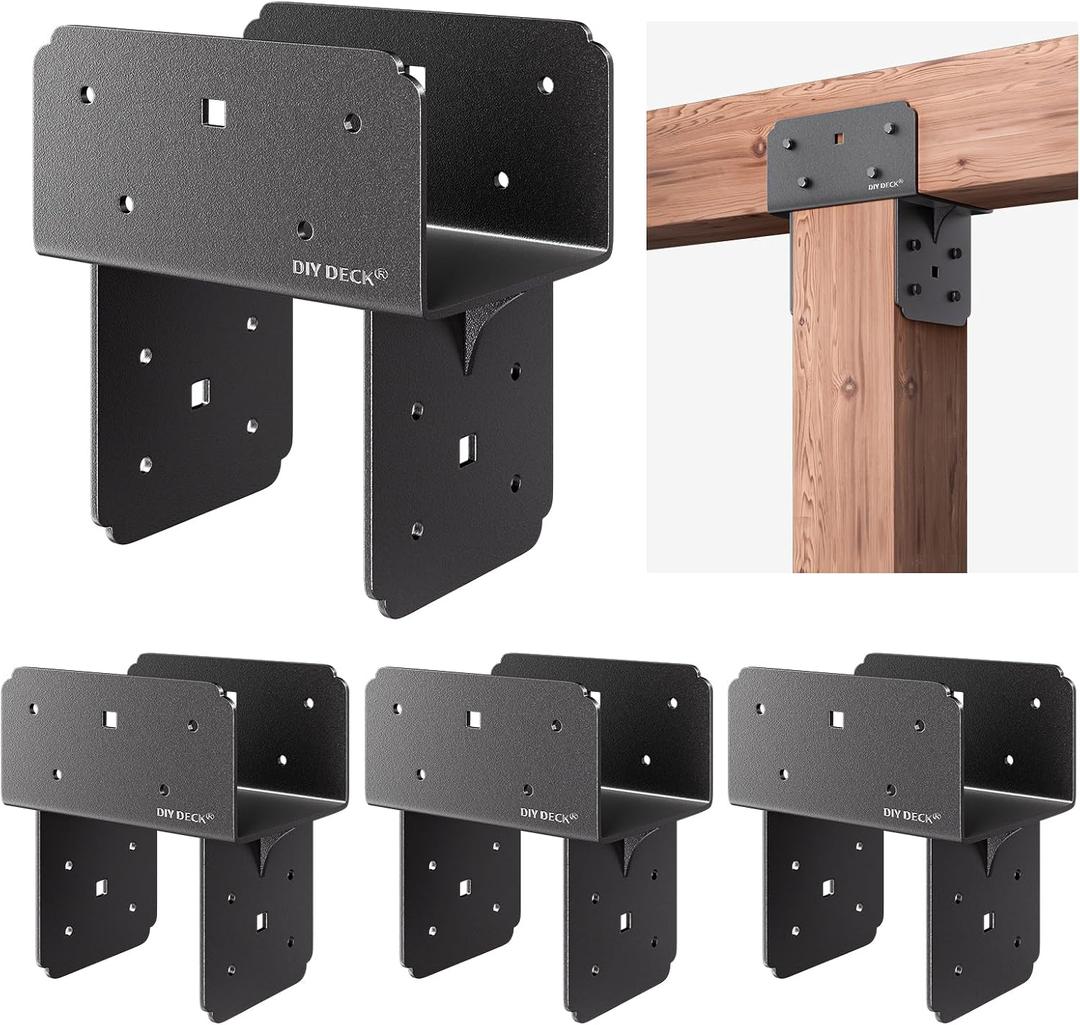 4Pack Post Tie Bracket Stainless Steel Beam Connector (Internal Size: 5.6") Wood Post to Beam Supporting Bracket Base Anchor(for Actual Size: 5.5"x5.5"/5.5"x7.5" Lunber)