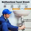 2pcs Basin Wrench Multifunctional Sink Wrench 7 Sizes Faucet Tool Four-jaw Hex Spanner Universal Plumbers Tool for Tight Spaces Kitchen Bathroom Home
