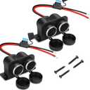 2PCS Cigarette Lighter Socket with Blade Fuse, 2-Socket Cigarette Lighter Splitter 12V Lighter Power Outlet Replacement Waterproof Plug for Car Marine Truck ATV RV