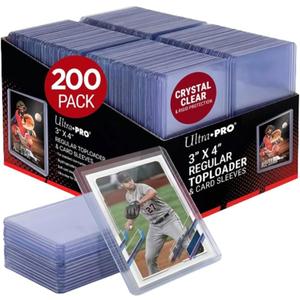 Ultra PRO 3" x 4" Clear Regular Toploaders for Cards with Card Sleeves Bundle Standard Size 200ct Trading Baseball Toploader Card Sleeve Protectors