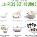 GreenLife 16 Piece Nonstick Cookware Set, Soft Grip Non-Toxic PFAS-Free Ceramic Pots & Pans, Dishwasher & Oven Safe, Frying, Sauce, Saute, Utensils, Glass Lids, Stay-Cool Handles, Wobble Free, Taupe