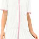 BesserBay Girls Summer Beach Quick Dry Cover Up Ruffle Hem Terry Smocked Hooded 4-14 Years with Pockets 160/XXL, Solid White