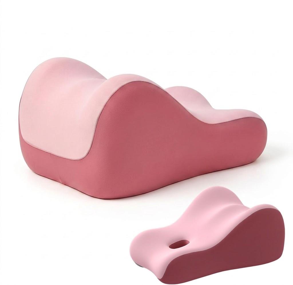 Memory Foam Wedge Pillow Intimacy Couples Pillow, Pregnant Ergonomic Contoured Position Pillow for Sleeping & Reading, Multi-Functional Bed Pillow Back Support Cushion Pink