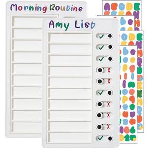 Chore Chart for Multiple Kids, 2 pcs Blank to Do List Boards Chore Checklist Boards for Kids with 4 Color Stickers Stick-on Chore Chart Daily Checklist