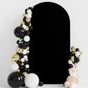 Wokceer 7.2FT Wedding Arch Backdrop Cover Spandex Fitted Black Arch Covers Round Top Chiara Arches Backdrop Cover for Wedding Birthday Party Ceremony Banquet Decoration