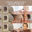 PRIMETEK Vanity Mirror with Lights, 16"x14" Large LED Lighted Makeup Mirror, Hollywood Makeup Mirror, Touch Screen, 3-Color Lighting, 5X Magnification, for Vanity Desk Tabletop, Bedroom, Gold