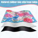 Drydiet Mahjong Mat with Carrying Bag 31.5" x 31.5" Non-Slip Noise Reduction Peacock Flowers Table Mat American Mahjong Table Item for Poker Board Dominoes Card Game Night Supplies Gift