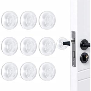 Door Stopper Wall Protector, Adhesive Bumper Protector, Reusable Rubber Door Stops from Door Knobs, Shock Absorbent Wall Shield for Door Handle (Clear-9 Pcs)