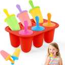Silicone Popsicles Molds, BPA-Free Small Popsicle Mold for Kids, Toddler & Baby, Reusable Popsicle Molds, Mini Ice Pop Molds with Colorful Sticks, Ice Cream Molds, Homemade Ice Cream Molds(Red)