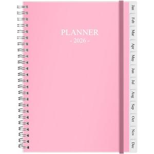 3 x Planner 2026, Monthly Planner Runs January 2026 to December 2026, Calendar Planner with Sturdy PP Cover, Weekly Planner 2026, Laminated Tabs, Twin Wire Binding, Elastic Bond, A5 Monthly Planners 2026