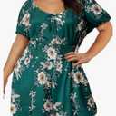 Eytino Plus Size Jumpsuits for Women Loose Summer Smocked Square Neck Sleeveless Short Rompers with Pockets 4X