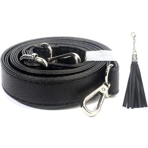 BEAULEGAN Purse Strap Replacement - Full Grain Microfiber Leather - 59 Inch Long Adjustable for Crossbody Shoulder Bag - 1 Inch Wide, Black/Silver
