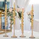 Zhengmy 4 Pcs Spiral Taper Candles, 10" Long Twisted Wax Candlesticks for Spring, Wedding, Birthday, Baby Shower, Anniversary, Holiday Party Home Table Decor(Gold)