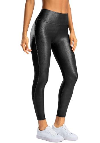SANTINY Women's Faux Leather Leggings 25''/27''/29''-High Waisted Stretch Leather Pants Pleather Tights for Women（Black02_25S） Black
