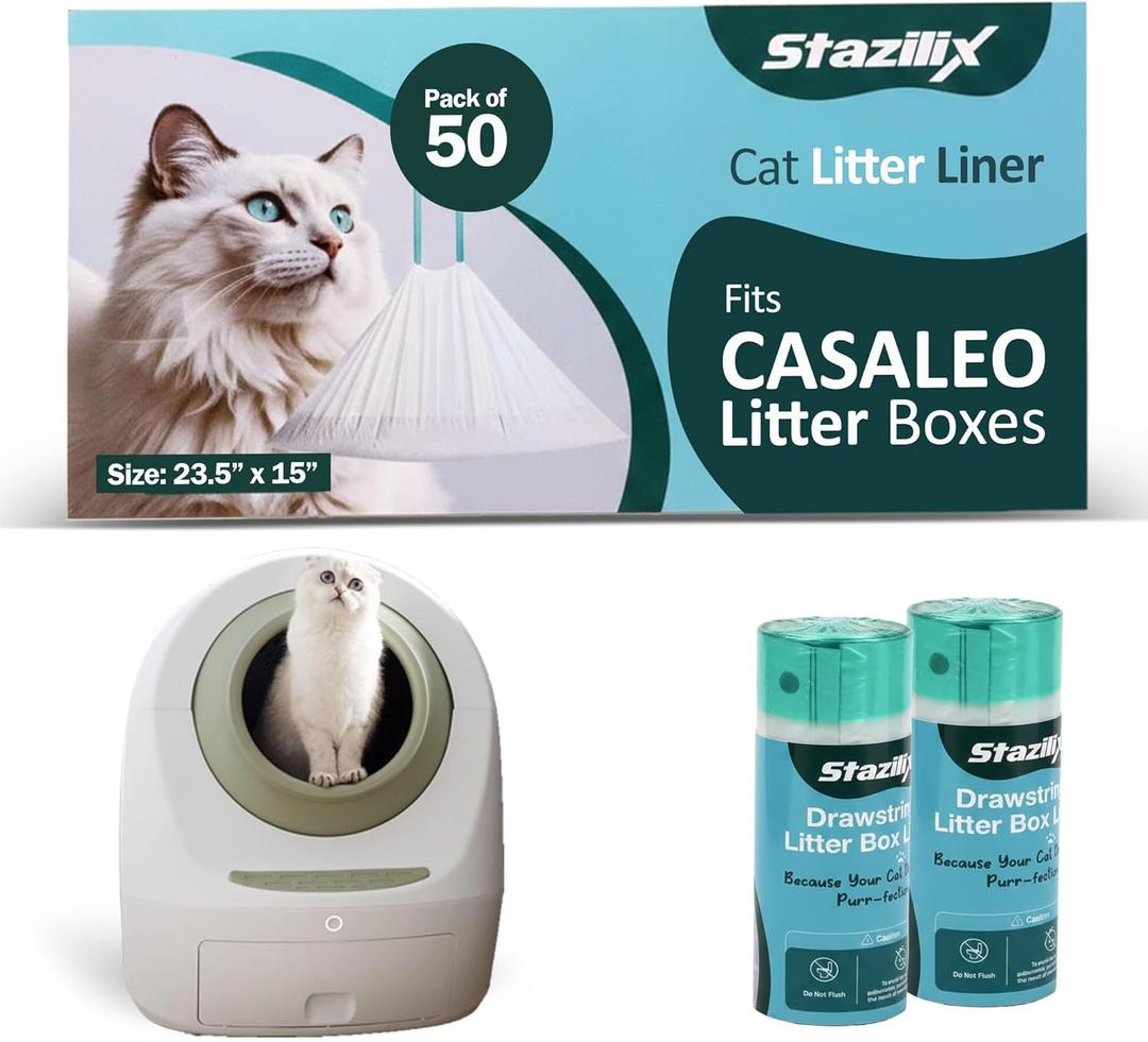 50 Count Cat Litter Liners Compatible with Casa Leo Litter Box  Extra Thick, Heavy Duty