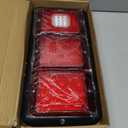 Partsam 2Pcs LED Triple Tail Lights 45 LEDs, Rectangle Vertical or Horizontal Mount LED Trailer Camper RV Tail Lights Stop Turn Tail Backup Reverse Lights Taillights w/Black Base - Red/Clear Lens