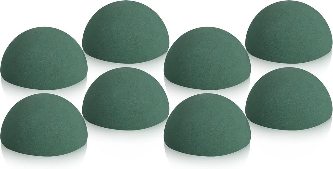 Shihanee 8 Pcs Half Ball Floral Dry Foam Green Round Foam Block Dry Balls Large Flower Craft for Artificial Plant Bouquet Arrangement DIY Craft(3.54 x 1.77 Inches)