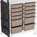 Honey-Can-Do Honey Can Do 12-Drawer Metal Rolling Storage Cart with Side Pockets CRT-09104 White