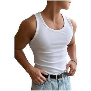 RoseSeek Men's Summer Tank Top Scoop Neck Knit Gym Workout Muscle Tank Undershirt Sleeveless Shirts XXXL