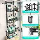 HapiRm 4 Tier Over the Door Shower Caddy, Hanging Shower Organizer with 22 Hooks and 2 Toothbrush Holders, No Drilling Adjustable Hanging Shelves for Bathroom Storage - Black