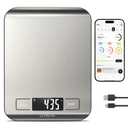 Ultrean Smart Food Kitchen Scale with Nutritional Calculator, App for Macro & Calorie Tracking, AI Scan, Digital Grams and Ounces for Weight Loss, Rechargeable, Stainless Steel, 33lb /15kg