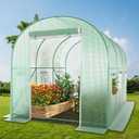 Walk-in Greenhouse, 12x7x7 FT Heavy Duty Tunnel Green House for Outdoors, Portable Green Houses for Outside, Winter Hot House with Metal Frame & Roll-up Zipper Door Screen Windows