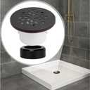 Uni-Green 4-1/4 inch Round Shower Base Drain - Solvent Weld 1.5 or 2 Inch Pipe for Shower Base&Shower Pan - 304 Stainless Steel Shower Base Drain Kit - Matte Black Strainer for Bathroom