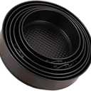 6pc Non-stick Round Cake Molds Set Carbon Steel Live Buckle Baking Tray for Parties Weddings and Birthdays Black (Size 4)