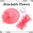 dressfan Wide Brim Fascinator Derby Hats for Women,20s Detachable Flower Hat with Headband for Derby Church Wedding Tea Party (Pink, S)