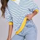 Women Striped Oversized Sweatshirt Long Sleeve Crewneck Hoodies Shirts 2024 Fall Pullover Top Trendy Preppy Clothes (L)