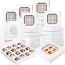 20pcs Empty White Pick and Mix Sweet Boxes with Inserts Clear Window and Divider for Chocolate Sweet Assortment 16-Compartments Quick Assemble Sampler Boxes