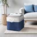 DECOMOMO Cube Storage Bins 13x13 Storage Cubes for Toys, Shelves, Closet and Cube Organizer (Navy Blue & White, 3 Pack)