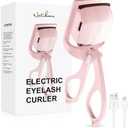 NATUHANA Heated Eyelash Curler with USB,Fast Heat up & 24H Long-Lasting,Rechargeable Electric Lash Curlers,Temperature Control,Safe Anti-Burn Quick Natural Curling Eye Lashes,Pink