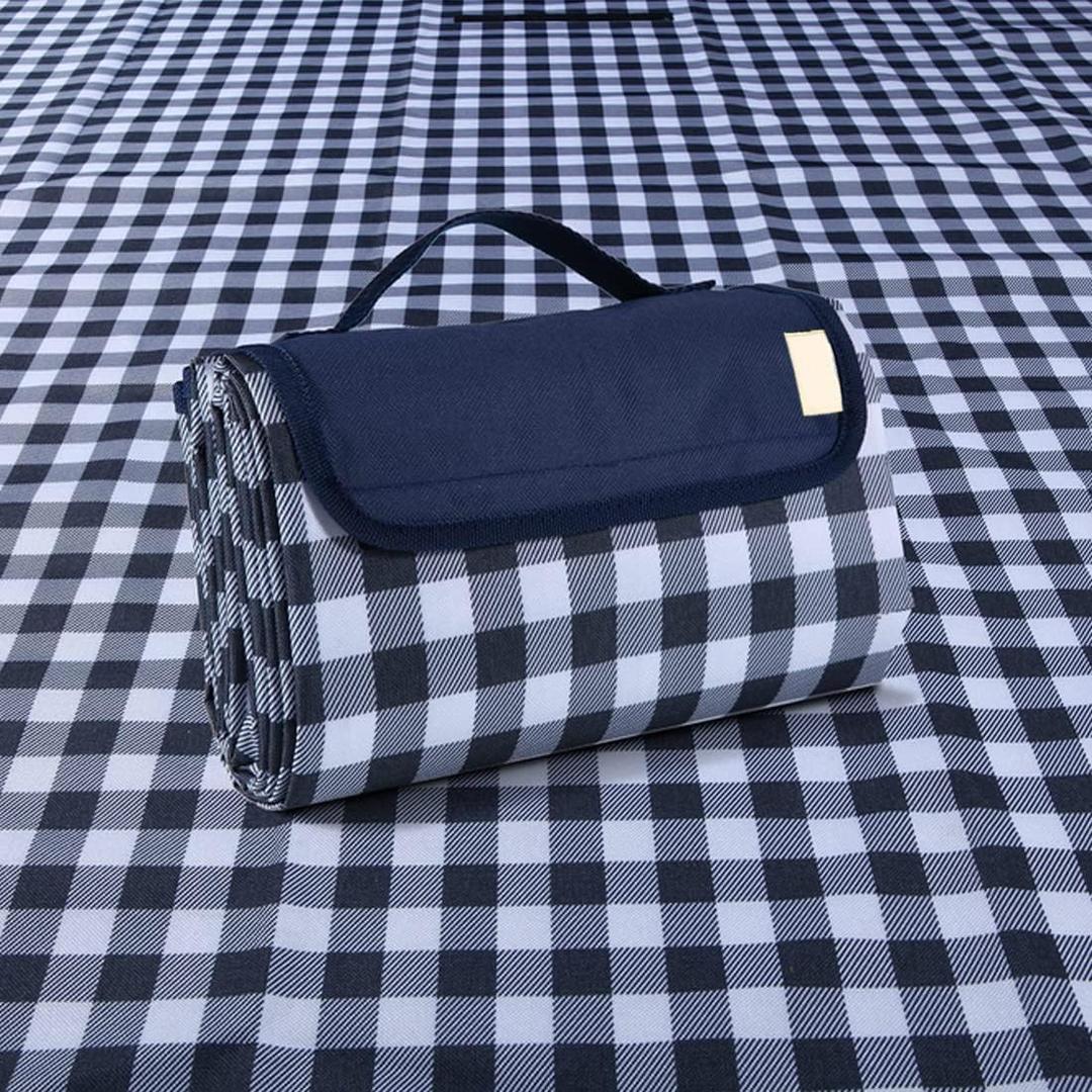 PUPOPIK Outdoor Picnic Blanket, XL Foldable Waterproof Sand Beach Mat, Extra Large 80x80in for Beach Camping Hiking Travel Family Concerts Portable Beach BlanketsDarke Blue