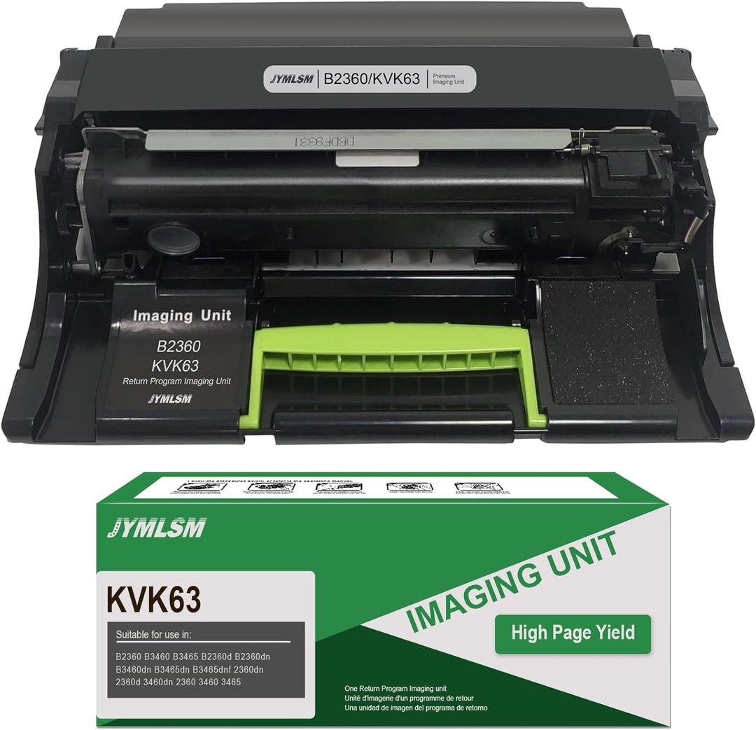 KVK63 Imaging Unit (1 Pack), Compatible Drum Unit Replacement for Dell B2360 B2360d B2360dn B3460dn B3465dn B3465dnf S2830dn S2830 printer, High Yield 60,000 pages, Parts No#: 331-9810 331-9811