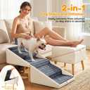 17" H Dog Stairs for Small Dogs 4-Step Non-Slip Dog Ramp for Couch | Foldable 2-in-1 Pet Stairs & Ottoman, Upgraded Pet Steps for Puppies, Senior Dogs & Injured Pets, Solid Wood Frame (Beige)