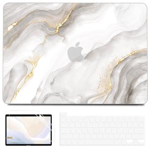 BELKA Compatible with MacBook Pro 13 inch Case M2 2025 2024 2023 2022-2016 A2338 M1 A2251 A2289 A2159 A1989 A1708 A1706, Plastic Hard Shell Case + Keyboard Cover +Screen Protector, White Marble