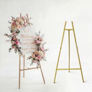 Ns Jymb Gold Easel Stand for Welcome Sign and Wedding Decor | Heavy duty metal floor easel for wedding sign, welcome board, poster, seating chart, baby shower and event display