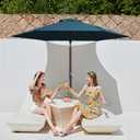 JEAREY 7.5FT Patio Umbrella Outdoor Market Umbrella with 6 Sturdy Ribs, Push Button Tilt/Crank Table Umbrella for Garden, Deck, Backyard and Pool, Lake Blue