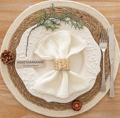 Keketoarrange Cheesecloth Napkins 17x17 Inches Cloth Napkins Handmade Washable Reusable for Dinner Wedding Baby Bridal Shower Party Boho Decorations Bulk Set of 5  Ivory Cream White
