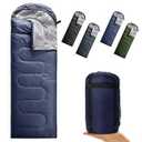 Petgin Camping Sleeping Bag 3 Seasons Warm & Cool Weather, Lightweight, Waterproof, Portable Backpacking for Adults & Kids - Camping Essentials Gear Accessories Hiking Travel-Dark Blue