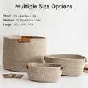 Small Cotton Woven Basket with PU Leather Handle, Baby Kids Clothes Toys Candy Gifts Cotton Rope Organizer, Living Room Basket Bathroom Shower Storage Laundry Basket, Dog Cat Bed, Cute Decor, Navy