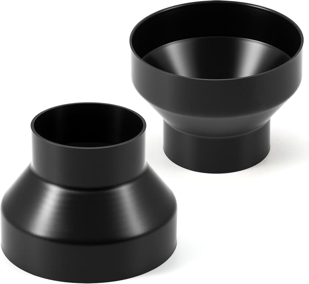 Therwen 2 Pcs 6 to 4 Inch Duct Reducer Increaser ABS Air Duct Adapter Fan or Dryer Vent Adapter HVAC Pipe Connector for Inline Ventilation System, 150 mm to 100 Mm (Black)