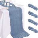 4 Pack Dusty Blue Cheesecloth Table Runner 35x120 Inch Boho Gauze Fabric Cheese Cloth Table Runner 10Ft Rustic Romantic Sheer Table Runners for Wedding Party Bridal Baby Shower Long Table Decoration