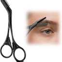Eyebrow Trimmer Scissor with Comb, Eyebrow Scissors for Women, Stainless Steel Precision Eyebrow Cutter, for Women and Men (Black)