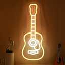 CoolGift Mart Acoustic Guitar Neon Light, Dimmable LED Guitar Neon Wall Sign USB Powered, Decorations for Bedroom Living Room Man Cave Music Studio, Gift for Guitar Players Guitarists Music Lovers