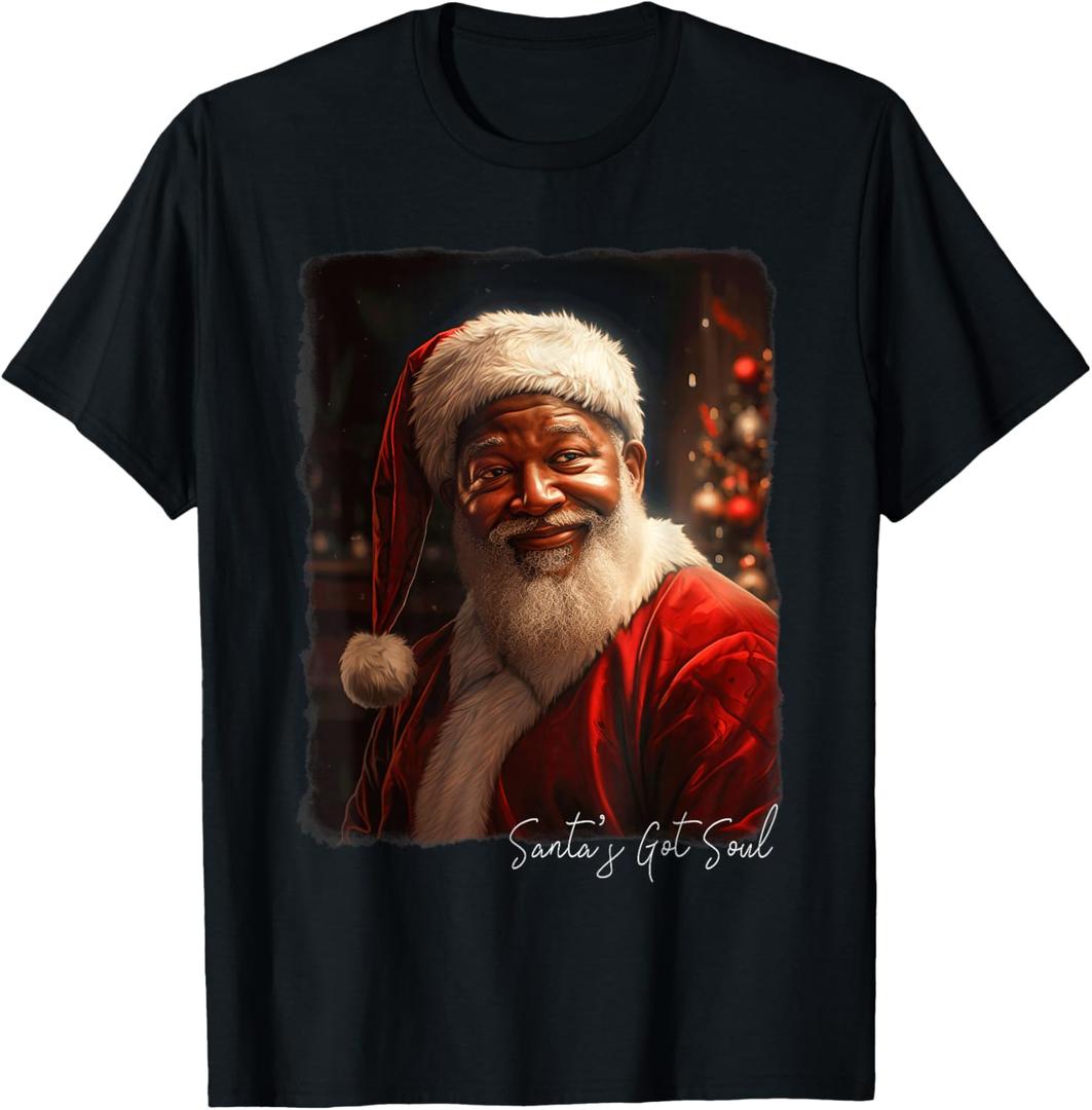 Christmas Costume Warm African American Santa T-Shirt Large