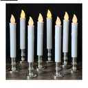 DRomance 9" Flameless Window Taper Candles Battery Operated with 8Key Remote and Timer, 8 Pack White Christmas Holdiay Window Candles with Silver Holders, Suction Cups and AA Batteries Included